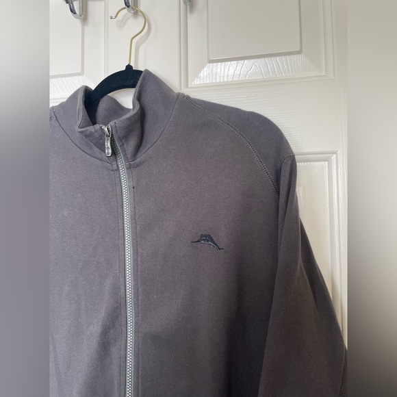 Tommy Bahama 100% cotton charcoal relaxed mid weight zip up jacket | L - Picture 4 of 10